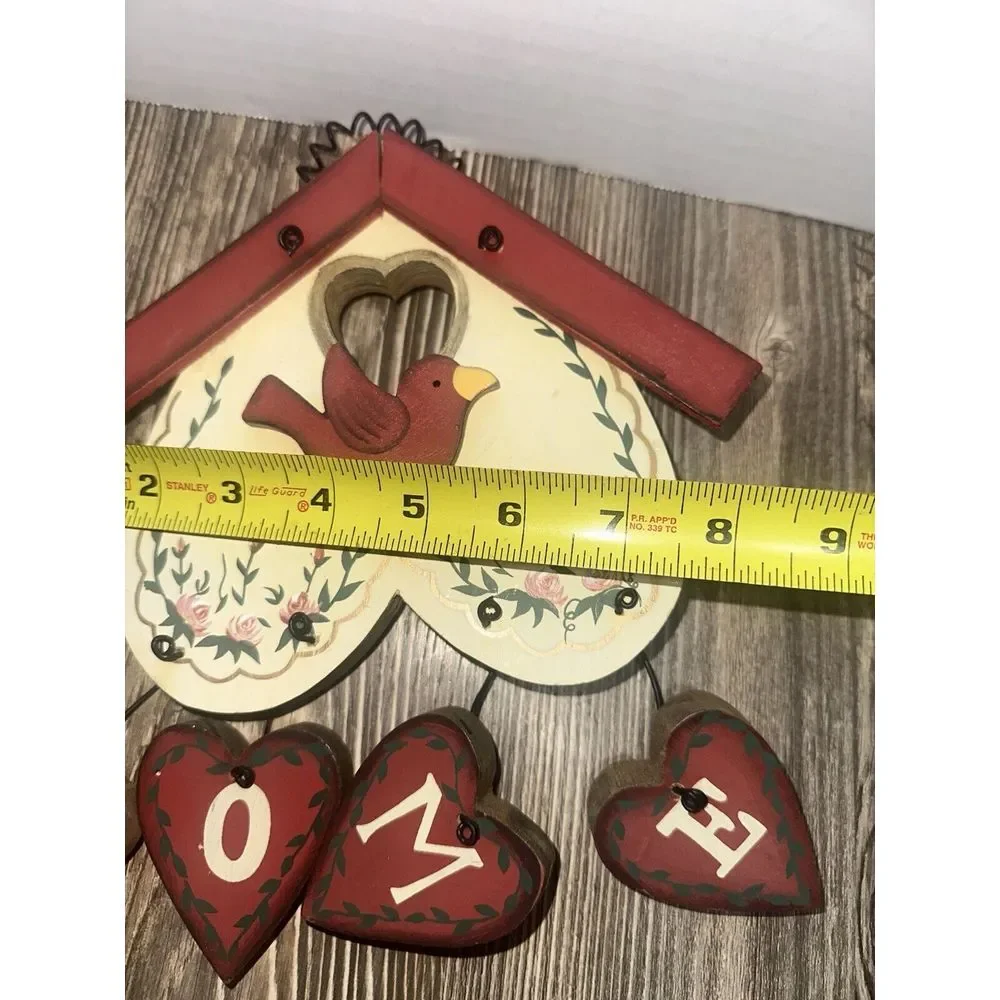Cottage Core‎ Red Bird HOME Hanging Wooden Sign